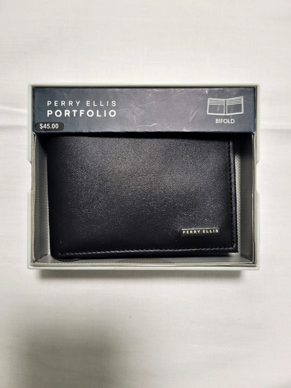 Perry Ellis Portfolio Bifold Black Bifold Wallet NWT